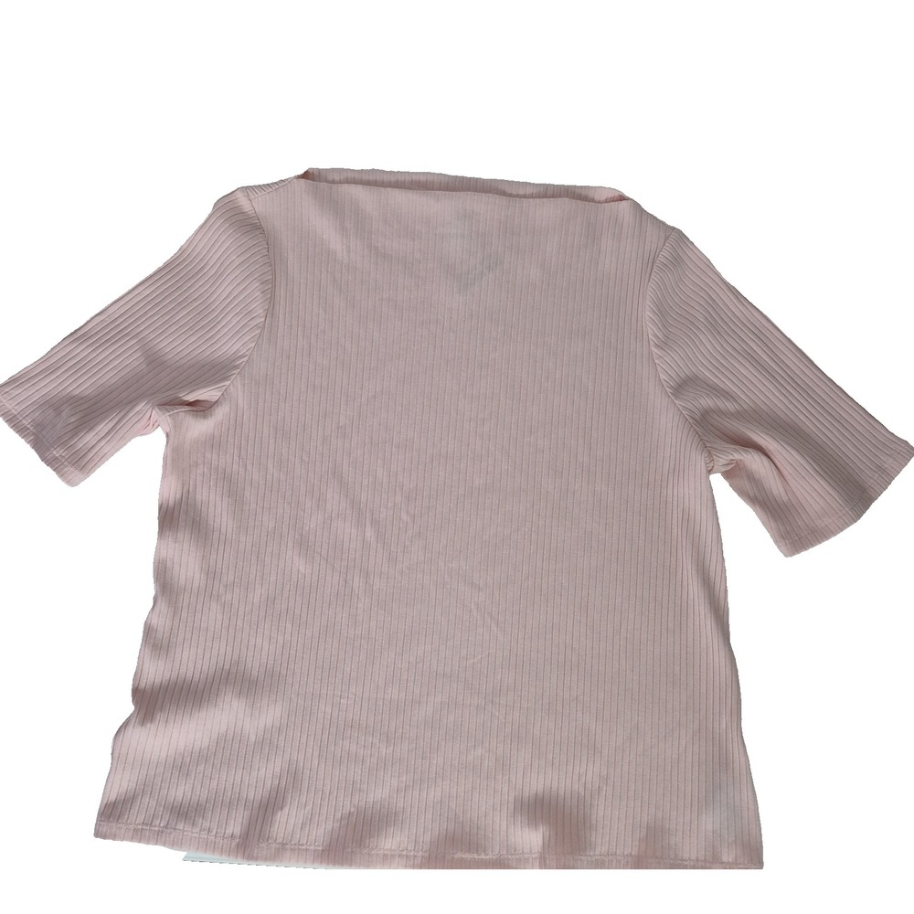 Old Navy Top Womens 2X Light Pink Ribbed Knit Boat Neck Short Sleeve NEW‎